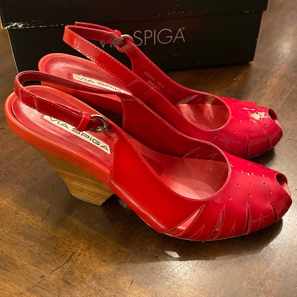 Via Spiga Red Patent Wedge